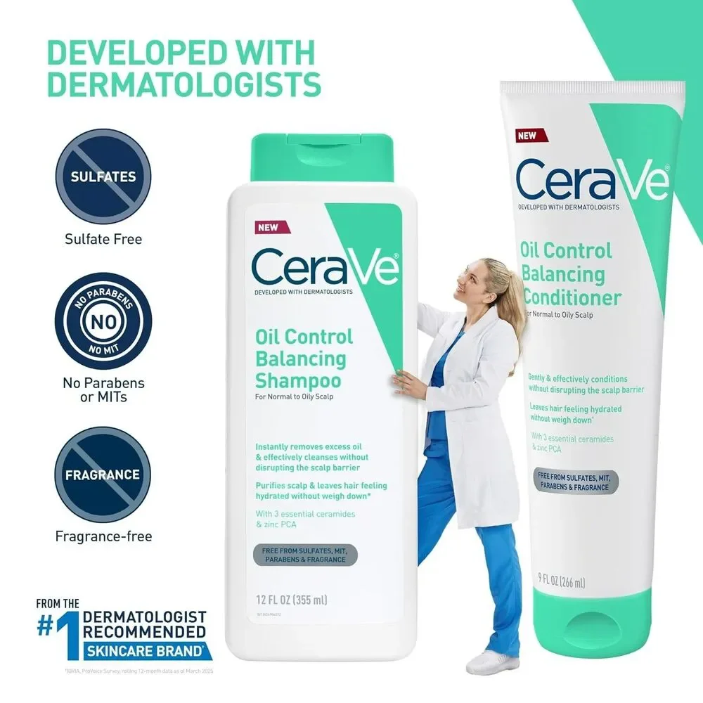 CeraVe Oil Control Shampoo Clarifying Shampoo Hyaluronic Acid Hydration 12oz